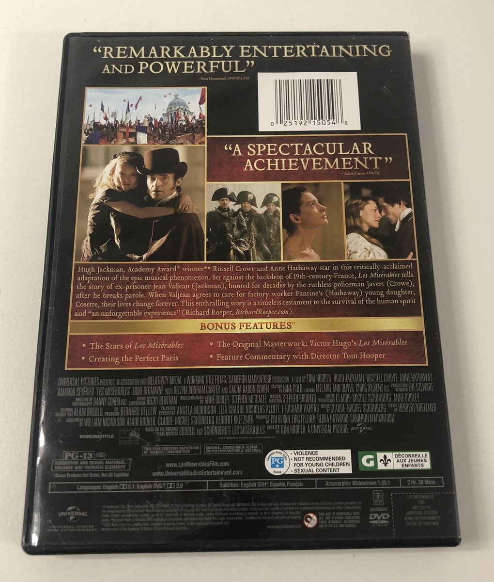 Les Miserables - DVD By Hugh Jackman,Anne Hathaway - VERY