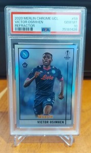 2020 Victor Osimhen Topps Merlin Chrome Refractor Rookie RC PSA 10