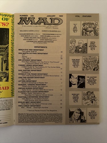 MAD Magazine #236 January 1983 ET Star Trek II Annie parodies EC Publications - Picture 3 of 12