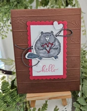 STAMPIN UP CARD KIT - BEAVER WITH HEARTS HELLO MAKES 4 - 24.324