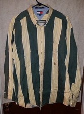 Vintage Tommy Hilfiger Men's Button Up Striped Shirt Crest Logo Size XL RARE