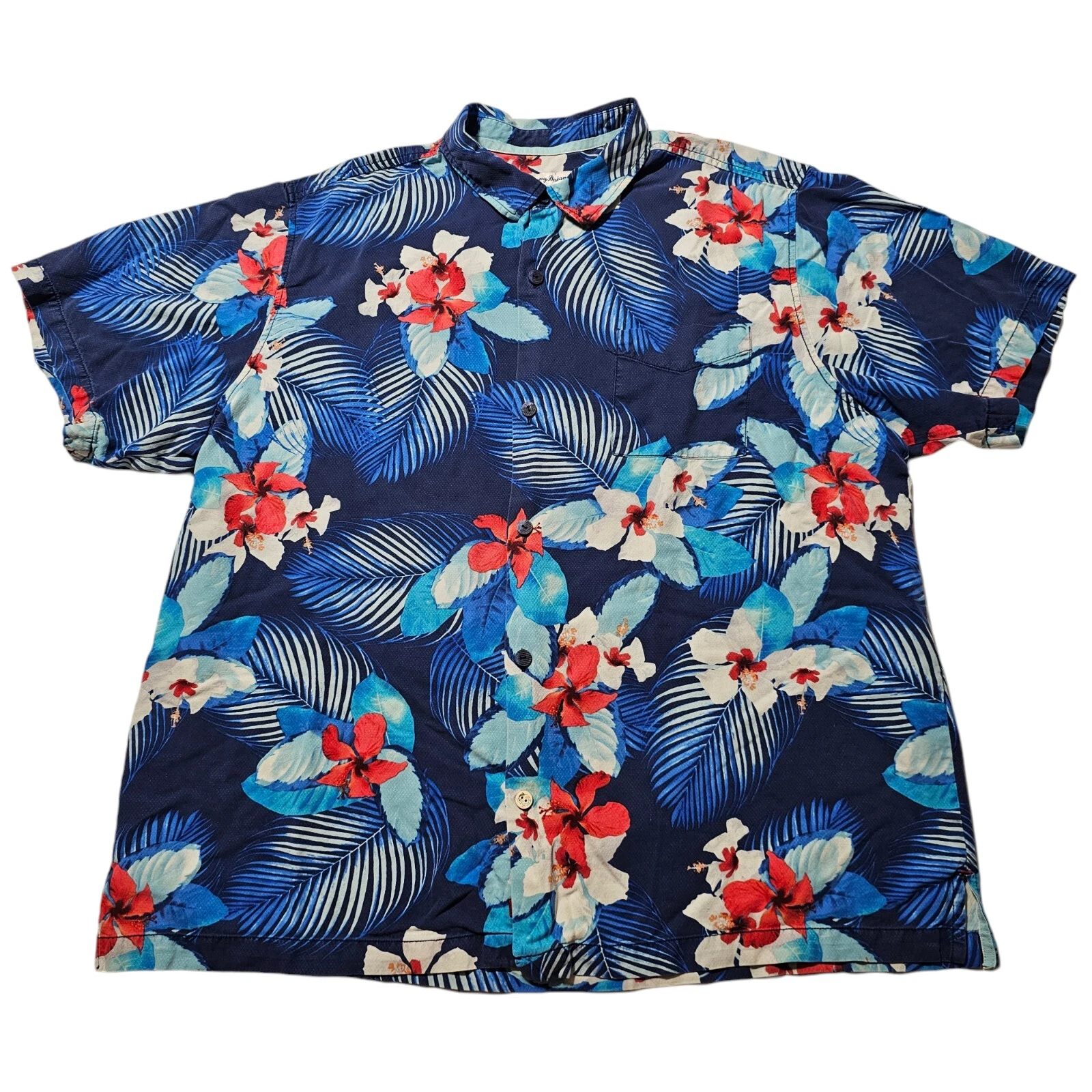 Tommy Bahama Men's XXL 2XL Monterosso Beach S/S Shirt Indigo Coast T322977