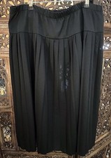 VINTAGE BLACK PLEATED POLYESTER KNEE LENGTH SKIRT XL