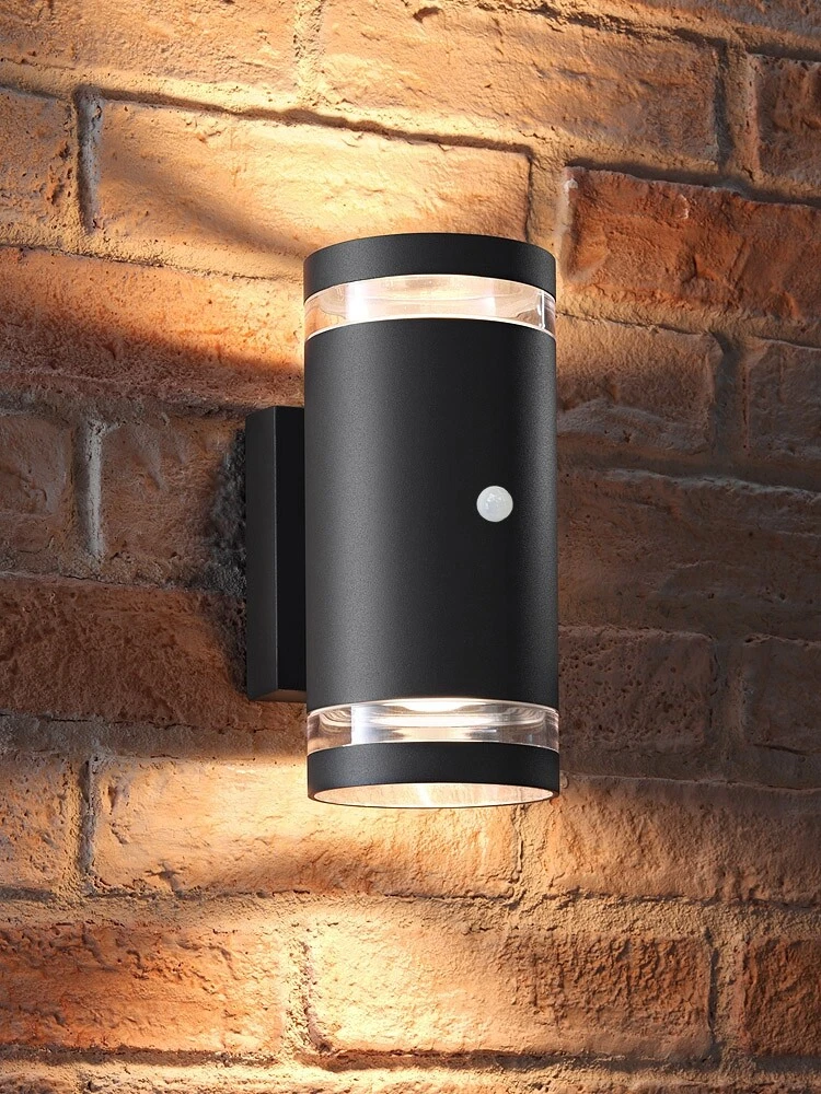 Auraglow PIR Outdoor Double Up Down Wall Light Fitting LED Bulbs Included A
