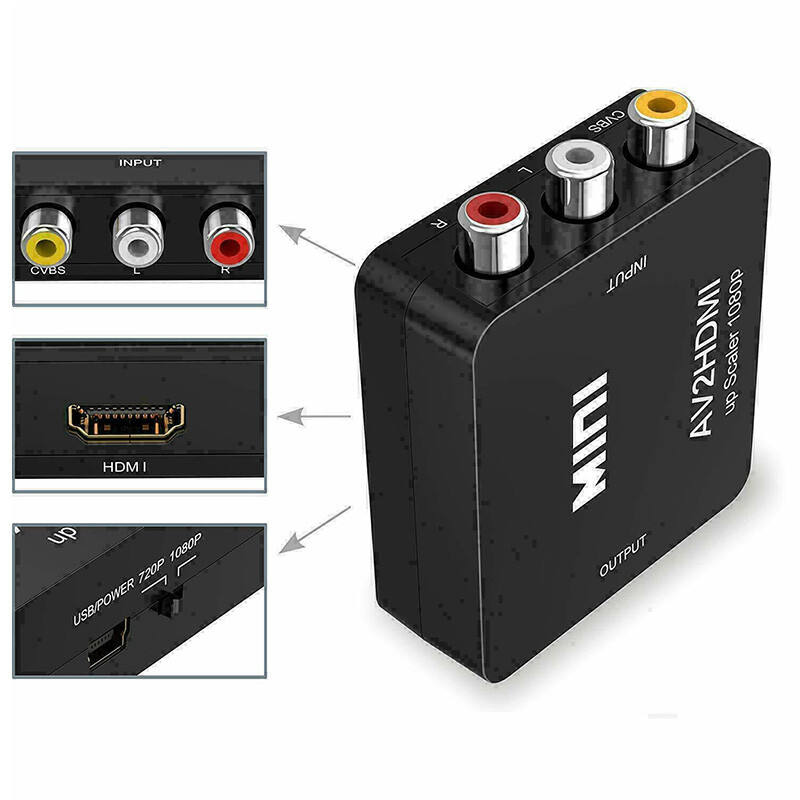 Convertitore Da AV A HDMI Con Cavo - Adattatore RCA To HD Per Wii, PS, Xbox, TV