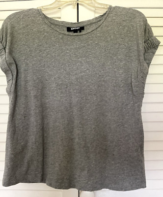 Women s DNKY Gray T-shirt XS elastic cap sleeves