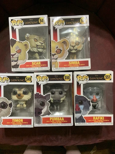 The Lion King Funko Pop! 2019 Complete Lot of 5 Simba Scar Pumbaa Rafiki Timon