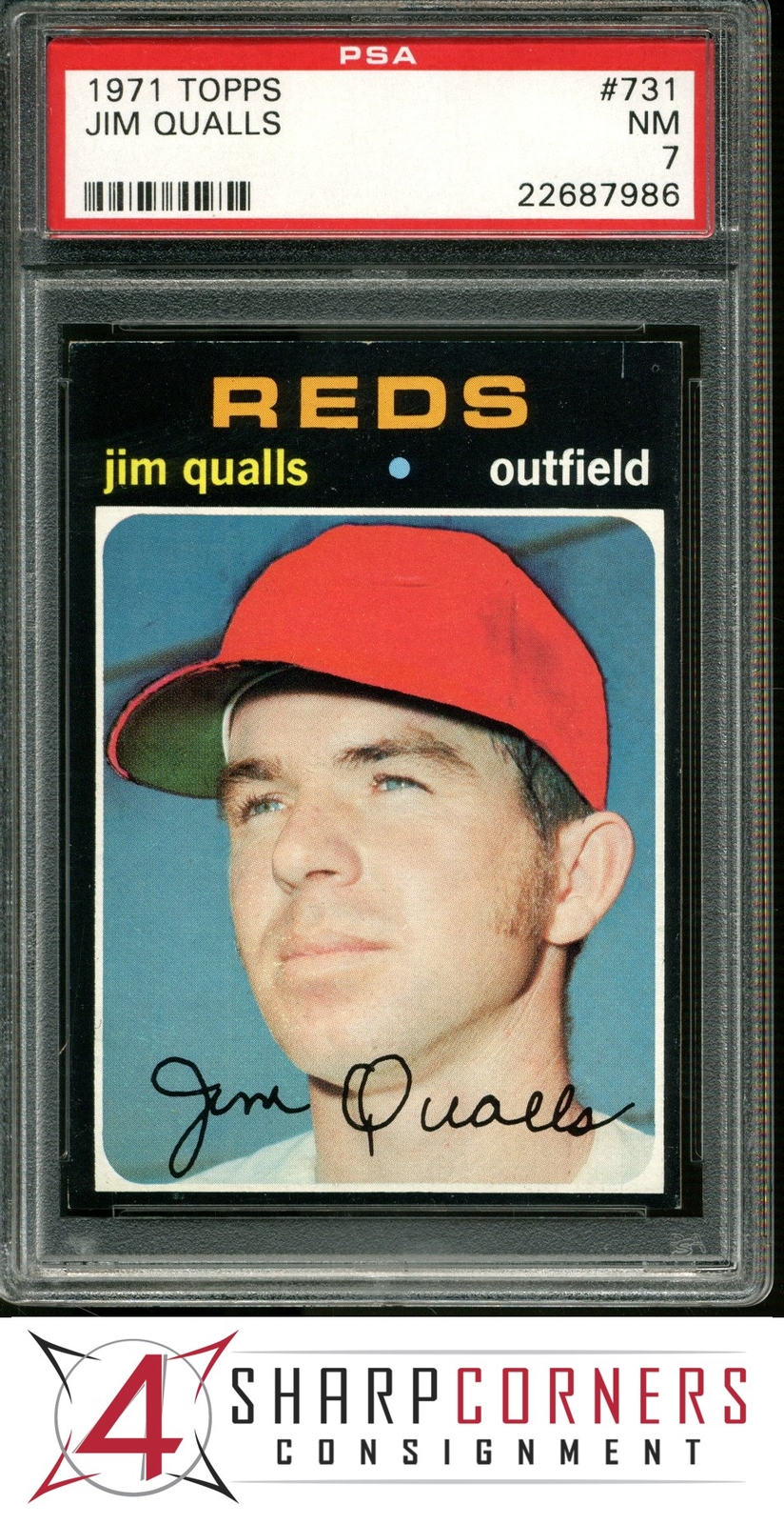 1971 TOPPS #731 JIM QUALLS REDS PSA 7