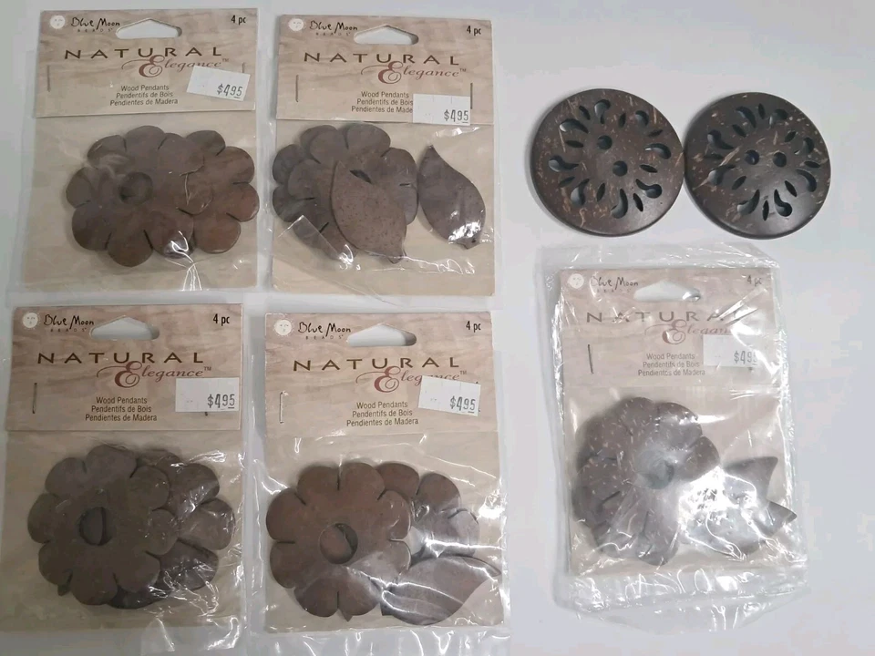 Lote de Colgantes, Botones Madera Luna Azul Foto 3 de 4