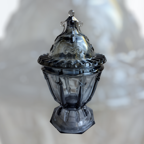 Imperial Cathay Covered Bamboo Urn Smokey Grey Tiara Glassware with small mark - Picture 17 of 23