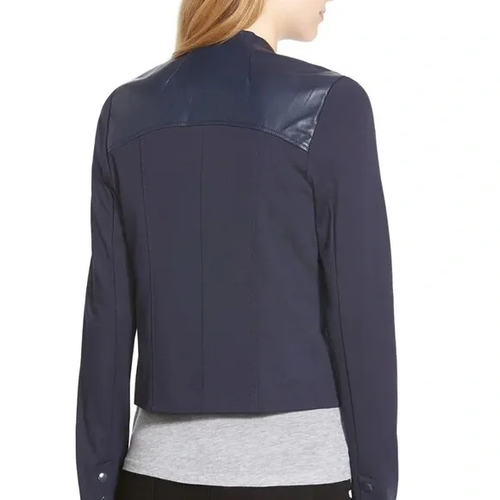 Kut From The Kloth Womens Draped Open Front Jacket Med Vegan Suede Faux Leather - Picture 2 of 13