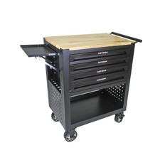 Carro de herramientas rodante de 4 cajones, caja de herramientas con ruedas y tapa de madera, almacenamiento de herramientas...