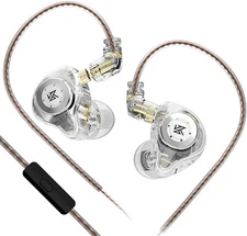 keephifi KZ EDX Pro in Ear Monitors with Microphone IEM With Mic, White 