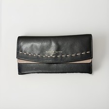 BAILEY & QUINN LONDON PURSE WALLET 18.5X10.5cm black pink folding real leather