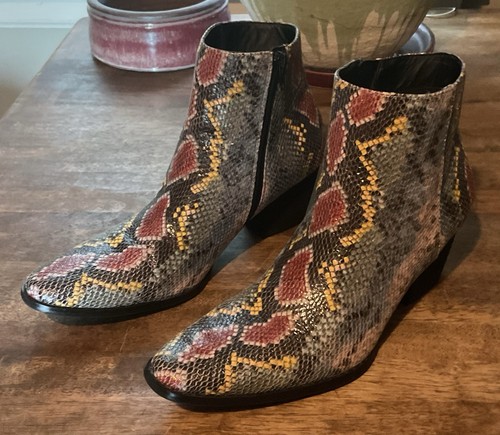 Coconuts Matisse Womens 8 M Western Ankle Boots Multi Color Snakeskin Embossed - Picture 2 of 24
