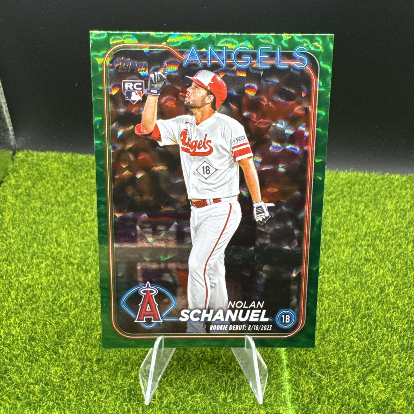 Nolan Schanuel 2024 Topps Update Series Green Crackle Foil /499 #US193 Angels RC