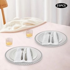 25pc Clear Round Charger Plates, Table Charger Plates, Dinner Charger Plates Set