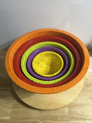 ZAK Designs 5 Piece Melamine Confetti Nesting Mixing Bowls Colorful Durable XL