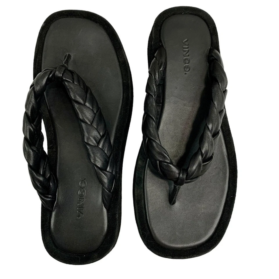 Chanclas Vince Nita Trenzadas de Cuero y Gamuza con Plataforma Talla 7 Foto 4 de 4