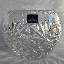 Royal Doulton Cut Crystal Glass Newbury Pattern Globe Bowl/ Ball Vase With Label