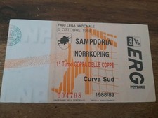 VINTAGE SAMPDORIA NORRKOPING FOOTBALL STADIUM TICKET CUP 88.SOUTH CREMONA