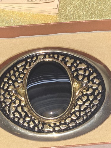 VTG MONTANA AGATE GEMSTONE BELT BUCKLE WHEELERS GEM WORLD ETERNA-KLAD IN BOX - Picture 4 of 8