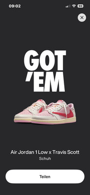 Nike Air Jordan 1 Low x Travis Scott, EU 42, Limited Edition, weiß/rosa, Herren