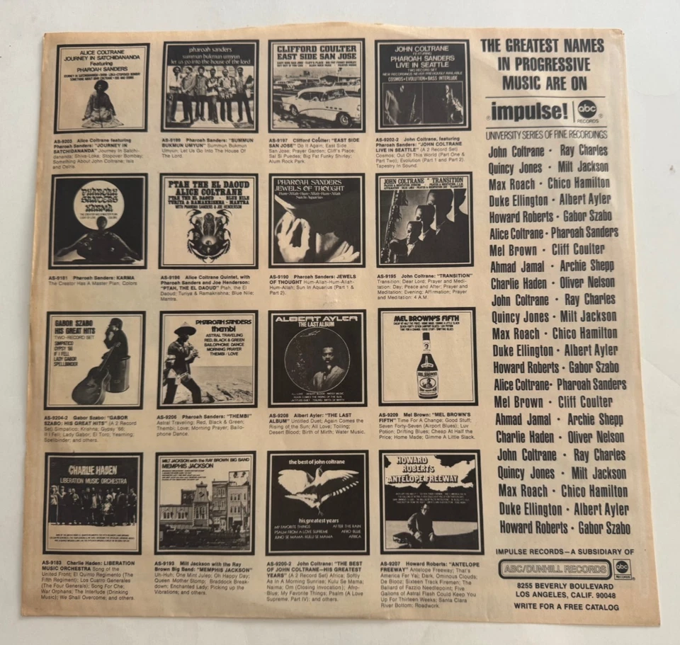 Alice Coltrane LP "Ptah the El Dauod" 1970 Impulse AS 9196 Joe Henderson VG++ - Image 4 of 4