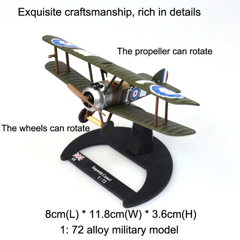 1:72 Diecast Military Model British Sopwith Camel Biplane Fighter WWI Collection - Image 2 of 4
