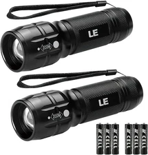 Lighting EVER LED Flashlight 2 Pack Adjustable Focus Waterproof