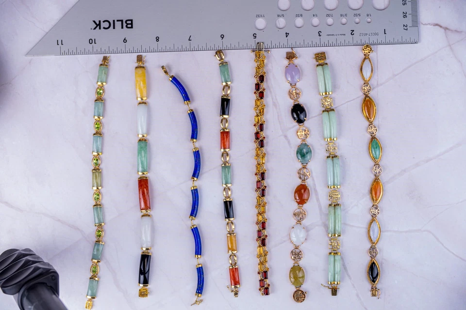 Brazalete Tenis Lapislázuli Vintage Oro Amarillo 14K 7" 10.3g Foto 2 de 4