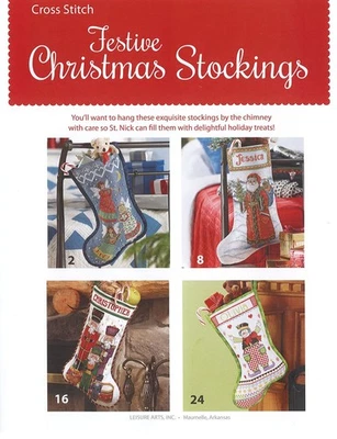 Leisure Arts Festive Christmas Stockings Cross Stitch Book