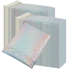HOIGON 100 PCS 5 x 6 Inch Silver Metallic Bubble Mailers, One Size, silver