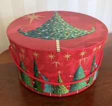 Lindy Bowman Hat Gift Box wi Christmas Tree  Star New 11" Diameter