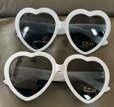 Lot Of 2 NEW Heart Shaped White Frame Sunglasses w/ Alle Logo; Free Shipping