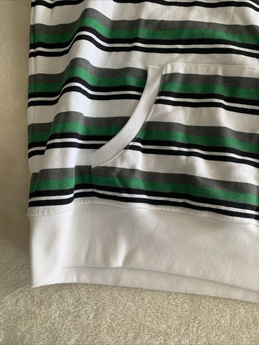 Sweat à capuche homme bleu ancre grand pull rayé vert blanc - Photo 9/18