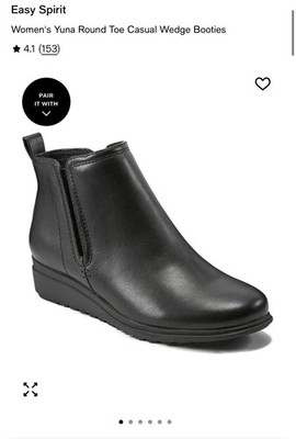 Easy Spirit SEYUNA3 Boots Womens Size 11 Black Faux Leather Ankle Wedge Booties