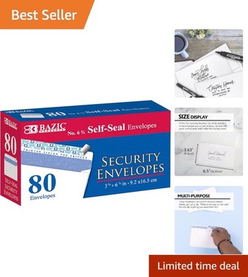Multi-Purpose Self-Sealing Envelopes 80 Pack - 3 5/8'' x 6 1/2'' Windowless