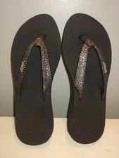 NEW! Reef Women's Star Cushion Sassy Flip Flops Black with Glitter Size 5
