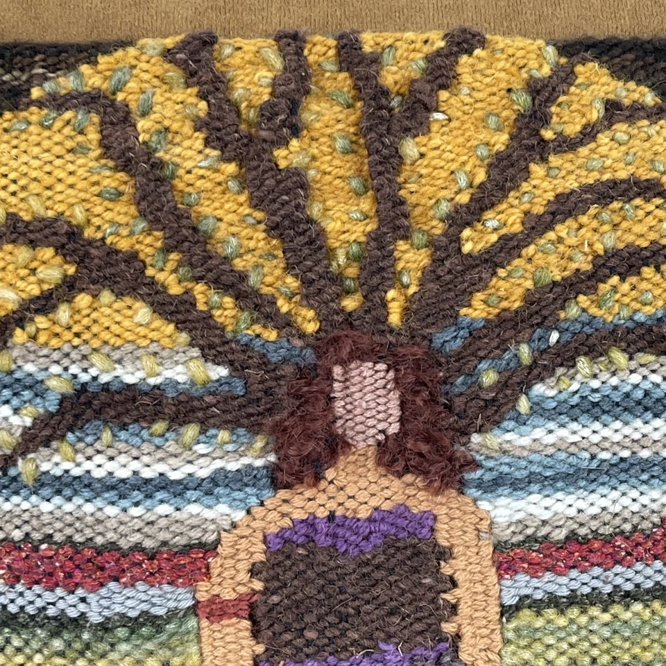 Tejido a Mano Lana Arte Almohada Mujer Árbol Tapiz Sedona Galería Artista Único 16" Foto 4 de 4