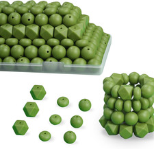 150Pcs Silicone Beads for Keychain Making, Three Shapes Silicone Focal Beads for