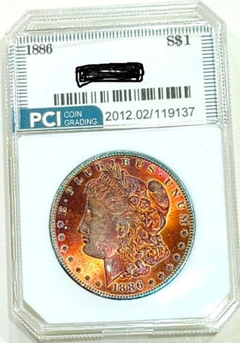 1886-P Gem BU ++ Morgan Dollar Superb Rainbow Color  Toned Looks PL