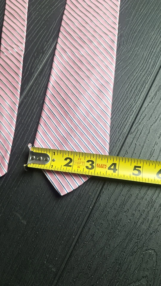 Corbata Hombre Nautica Seda Rosa Blanco Azul Rayas 3.5" x 57" Foto 3 de 4