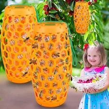 4PCS Bee Wasp Fly Traps Outdoor Hanging Insect Catcher Safe for Kids and Pets