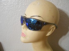 Nike Adrenaline FQ4602-014 Gray Transparent Frame Blue Mirror Lenses Sunglasses