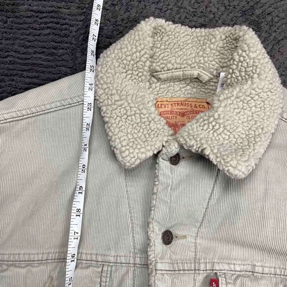 Chaqueta de Camionero Levi’s Sherpa Hombre’s M Beige Pana Forrada Denim De Colección 70520 Foto 3 de 4