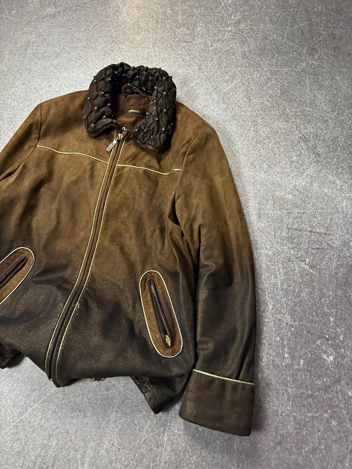 Chaqueta de cuero vintage Yohji Yamamoto estilo lavado desteñido al sol piel de cordero grande Foto 4 de 4