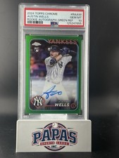 Austin Wells 2024 Topps Chrome Rookie Auto Green /99 PSA 10 POP 8‼️ Yankees