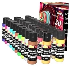 Metallic Acrylic Pouring Paint, Set of 30 Metallic Colors Fluid acrylic paint, 