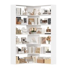 6-Tier Corner Bookcase with Open Compartments L-shaped Bookshelf 90x90x190.5cm